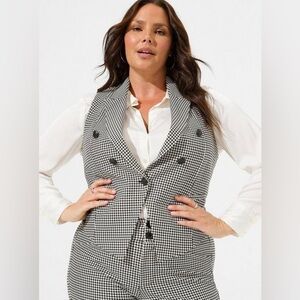 Torrid Studio Ponte Houndstooth Buttoned Tailored Suit Vest Size 1x